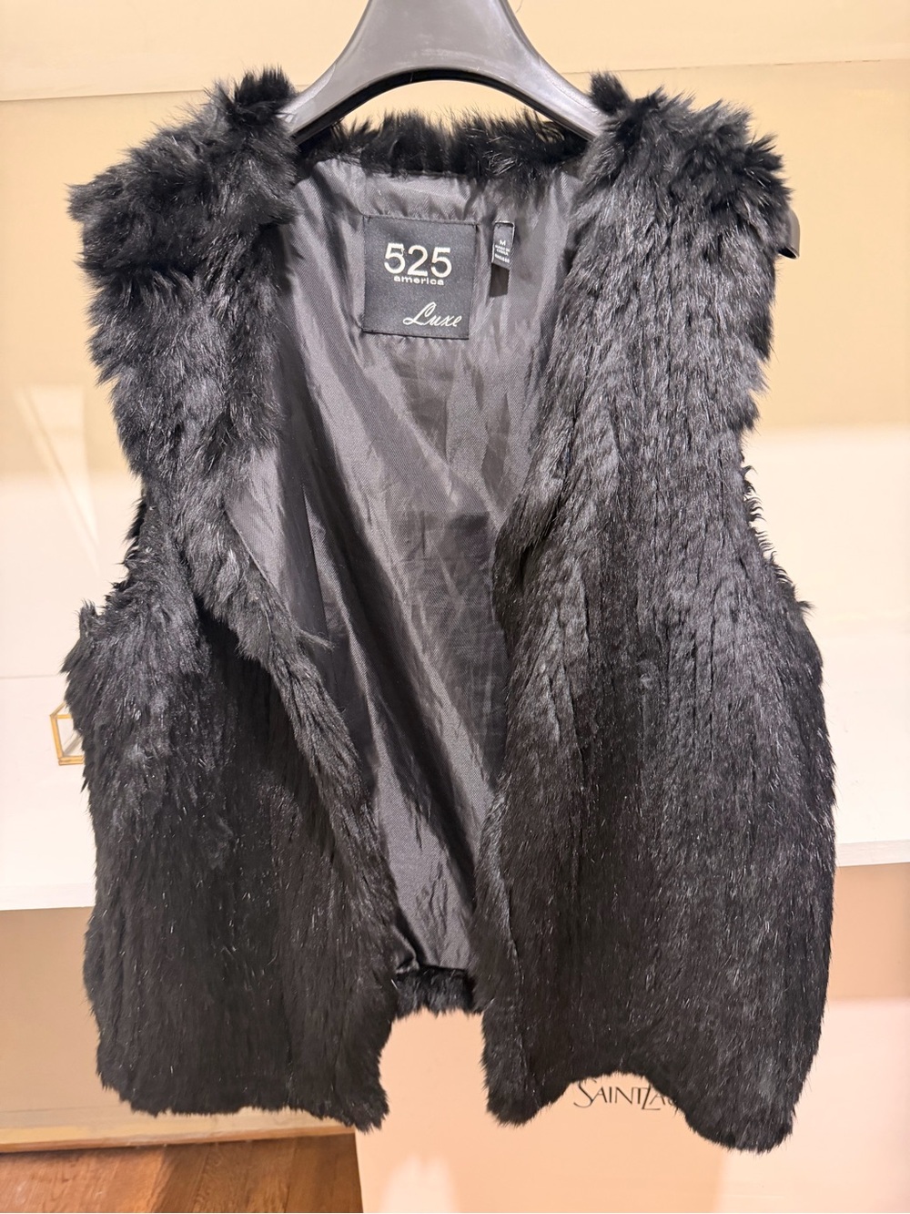 525 America Luxe Black Rabbit Fur Vest